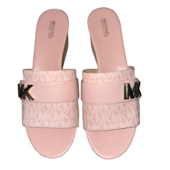 Michael Kors Blush Pink Wedge Sandals - Picture 2 of 4